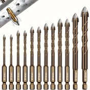 Resim 12 adet Yüksek Performanslı Elmas Karo Matkap Ucu - Altıgen, 3-12mm Çap | Cam, Metal, Tuğla, Plastik, Ahşap için Hassas Matkap | Varnişli Bitişli Dayanıklı Çelik | Çok Yönlü, Sağlam Matkap Aracı, Endüstriyel Matkap Ucu | Altıgen Matkap Ucu | Elmas Uçlu Matkap Ucu, Matkap Ucu Seti 
