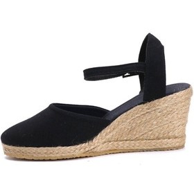 Resim Star Tombis Gerçek Elişi Siyah Kadın Dolgu Topuk Espadril Handmade Siyah 