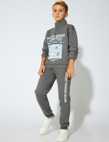 Resim Koton Slogan Baskı Detaylı Cepli Beli Bağlamalı Jogger Eşofman Altı Antrasit 5wkb40128tk Antrasit 