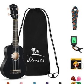 Resim Donner DUS-10D Soprano Ukulele Seti (Siyah) 