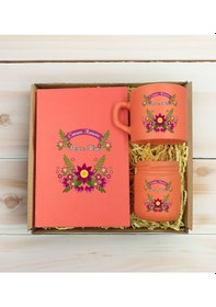 Resim Bk Gift Kişiye Özel İsimli Dtf Anne Temalı Somon Defter & Kahve Fincanı & Mum Hediye Seti-6, Anneye Hediye, Anneler Günü Hediyesi Kobitmeyencom30818 B 