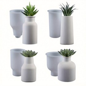 Resim 4 Silikon Kalıp Vazolar Bitki Saksıları/Vazolar/Mantolayıcılar Yapımı İçin, DIY El Sanatları Geometrik Döküm Reçine Kalıpları, Beton Epoksi Reçine Bitki Saksı Kalıpları, Alçı, El Yapımı Beton Saksılar, Mantolayıcı Kalıpları, Alçı, Beton ve Reçine El Sanatları İçin Uygun, Modern Tasarım, El Sanatları Tutkunları ve DIY Sevgilileri İçin Uygun, Ev ve Doğum Günleri İçin Mükemmel Hediye 