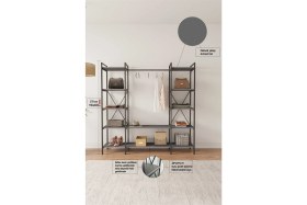 Resim Mobitopya Nilamu Elbise Dolabı / Metal Aksamlı / Antrasit Gri / Açık Dolap / Organizer / Askılık 