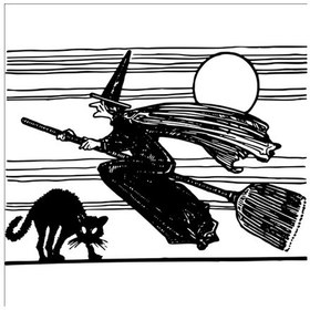 Resim Süpürgeli Cadı Folyo Sticker 70cm Uzunluk Siyah 