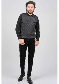 Resim Çizgi Triko Erkek Cep Detaylı Polo Yaka Desenli Kazak 42544226 Melanj Lacivert Melanj Lacivert Lacivert Melanj 