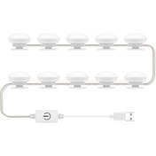 Resim Suofeng Makyaj Aynası Led Işık, Üç Renk Tonu, Usb Dokunmatik Anahtar, Sürekli Parlaklık Ayarlama, 10 Ampul 