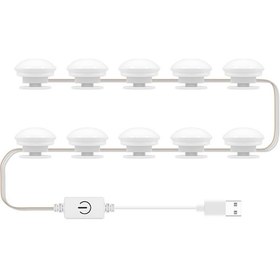 Resim Suofeng Makyaj Aynası Led Işık, Üç Renk Tonu, Usb Dokunmatik Anahtar, Sürekli Parlaklık Ayarlama, 10 Ampul 