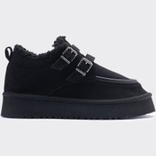 Resim SHOEMARK Curly Siyah Suni Süet İçi Kürklü Kadın Ayakkabı 