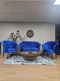 Resim Zafir İstiridye Takım Siyah Boyalı Sivriltme Ayak Çay Seti Koltuk Takımı Mavi 