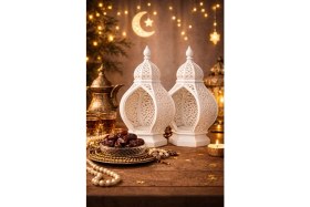 Resim Printella 2’li Set Ramazan Feneri 16X12 cm | LED Tealight Hediyeli Modern Ev Ofis Dekor 