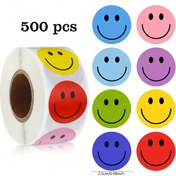 Resim 500 Renkli Neşeli Yüz Stickerları - DIY El İşleri, Hediye Paketleme & Alışveriş Çantaları için Yuvarlak PVC Ödül Stickerları (Çapı 2.5cm, Çeşitli Renkler) 