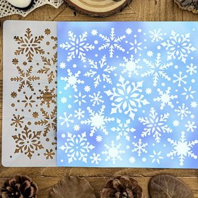 Resim Kış Kar Tanesi Dantel DIY Şablonu Scrapbooking, Boyama & Kabartma için - El Sanatları ve Ofis Malzemeleri için Dekoratif Plastik Şablon 