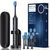 Resim 45 Günlük Pil Ömrü + Seyahat Kutusu IP67 Su Geçirmez 5 Modlu DuPont Kıllı Siyah ve Beyaz Elektrikli Diş Fırçası (Stand ve Seyahat Kutusu Hediyeli) 