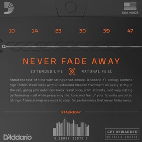 Resim D'Addario XTABR1047 XT 80/20 Bronze Akustik Gitar Teli - Light (10-47) 