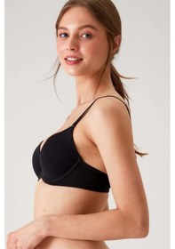 Resim Pierre Cardin Siyah 6401 Rome Soft Push Up / Yarı Destekli Tak-çıkar Askılı Pamuklu Sütyen Siyah 