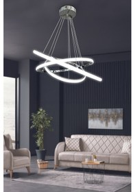 Resim 3'lü Çember Led Avize - - Kumandasız / Krom Krom 