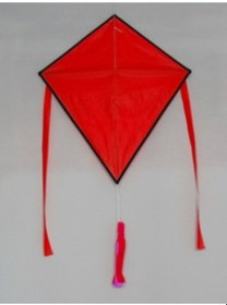 Resim Kumaş Çerçeveli Elmas Uçurtma - Düz Renk(Kırmızı) 