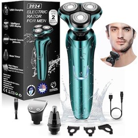 Resim Handsomeface Elektrikli Tıraş Makinesi Su Geçirmez, Yeşil 