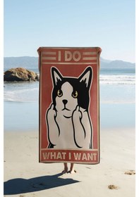 Resim Dijital Baskı Plaj Deniz Havlusu Kedi Desenli Peştamal Hvl0078 Renkli 