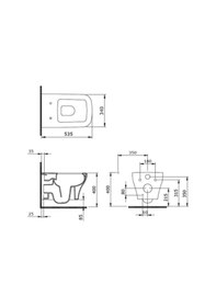 Resim Bocchi Firenze Rimless Asma Klozet, Parlak Siyah 