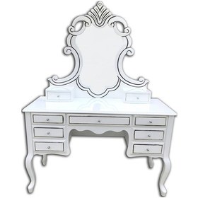 Resim Makyaj Masası Dresuar Ahşap Kayın Aslan Lükens Ayak 9 Çekmece Aslan Baş Oyma Nakışlı Ayna El yapım 
