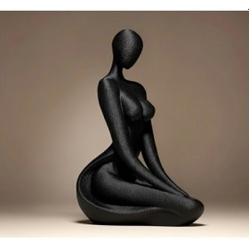 Resim Modern Soyut Kadın Heykeli - 15 Cm - 3d Baskı Siyah Dekoratif Biblo 