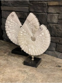 Resim Beyazı Mermer Ve Siyah Mermer Kaideli Gümüş Detaylı Obje Aksesuar 2 Li Beyaz 