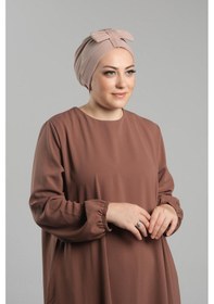 Resim Hürrem Bone Bej Pratik Hazır Geçmeli Fiyonklu Bone Sandy Çift Taraflı Çapraz 3007b 12 Bej 