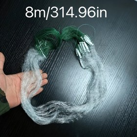 Resim Yeşil dekorlu beyaz naylon balık ağı - Dayanıklı PA malzeme, etkili balık yakalama için ince mesh, kerevit ve som balığı için ideal, mükemmel babalar günü hediyesi 