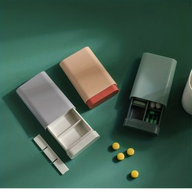 Resim Bej, Gri & Yeşil Renklerde Kompakt 6 Günluk Hap Organizatörü - Takviyeler, Balık Yağı, Doğum Kontrol Hapları için Orta Bölmeli Taşınabilir Vitamin Kutusu - Seyahat & Günlük Kullanım için İdeal, Çantaya Sığacak Hap Kutusu 