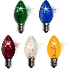 Resim Şahnet C7 Renkli Tuz Lambası Ampulu - Gece Ampulu E14 Duy (5 Adet) Renkli Parfüm Ampul 