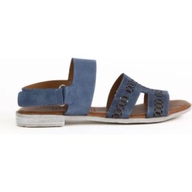 Resim Bueno Shoes Mavi Koyu Alf Süet Kadın Düz Sandalet 01WE2304 01WE2304 