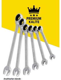 Resim Premium Mafsalsız Cırcırlı Anahtar Takımı 7 Parça Profesyonel Kullanım İçin Kaliteli Set 
