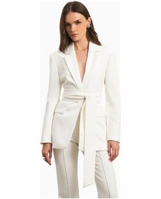 Resim United Colors Of Benetton Because Of Alice Classic Blazer With Belt Klasik Blazer Kadın Ceket Beyaz 