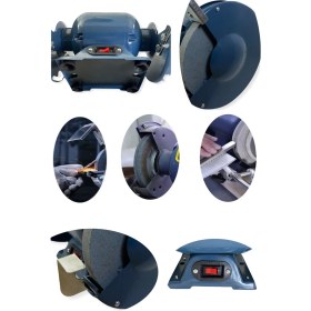 Resim Stilmax 200 Mm 650 W Tezgah Üstü Taşlama Bakır Sargı Bıçak Balta Bileme Çark Taşı Taş Motoru 