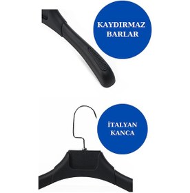 Resim Ceket Elbise Askısı Plastik Soft Siyah Abs Gömlek Kıyafet Askısı 50 Adet Diğer 