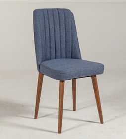 Resim Ahşap Sandalye Ceviz Lacivert 