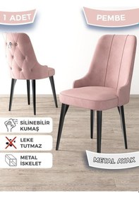 Resim Canisa Newa Serisi, 1.sınıf Babyface Kumaş Siyah Metal Ayak Gümüş Halka, 4 Adet Pembe Sandalye Sandalye Pembe Ayaklar Siyah 