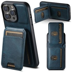 Resim İphone Uyumlu 15 Pro Manyetik Cüzdanlı Telefon Kılıf Mavi Diğer 