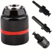 Resim Anahtarsız Kendinden Kilitli Matkap Mandreni 1/2-20UNF 2-13mm ile Altıgen/SDS-Plus/Elektrikli Anahtar Sapları ve Hızlı Tutuş Adaptörü - Ağır Hizmet Tipi Metal Yapı, Matkap için Ergonomik Tutma Yeri, Vidalama Aleti, Çok Amaçlı Araç Aksesuarı | Dokulu Tutuş Yüzeyi | Isıl İşlem Görmüş Metal 