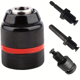 Resim Anahtarsız Kendinden Kilitli Matkap Mandreni 1/2-20UNF 2-13mm ile Altıgen/SDS-Plus/Elektrikli Anahtar Sapları ve Hızlı Tutuş Adaptörü - Ağır Hizmet Tipi Metal Yapı, Matkap için Ergonomik Tutma Yeri, Vidalama Aleti, Çok Amaçlı Araç Aksesuarı | Dokulu Tutuş Yüzeyi | Isıl İşlem Görmüş Metal 