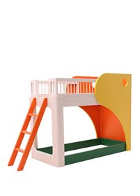 Resim Tubı Bunk Bed Renkli Ahşap Merdivenli Çocuk Ranza 70 x 160 cm 
