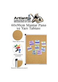 Resim Çift Fonksiyonlu Yazı Tahtası Ve Mantar Pano 60x90 Cm 1 Adet Alüminyum Çerçeveli Mantar Panolu Yazı Tahtası 