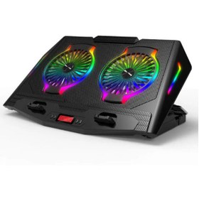 Resim Coverzone Dizüstü Bilgisayar Notebook Soğutucu Laptop Stand Rgb Renkli 2 Büyük Fan Telefon Tutucu Özellik N10 