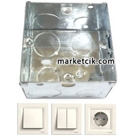 Resim Ayaz 18lik 1/2 Emt Boru İçin Sıva Üstü Metal Anahtar Priz Kasası 