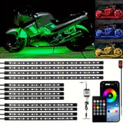 Resim 8/12 adet RGB Motosiklet LED Alt Aydınlatma Işık Kiti Uygulama Uzaktan Kumanda Çok Renkli Atmosfer Ortam Şerit Aydınlatması Neon Moto Alt Gövde Işıkları 12V 