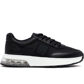 Resim Derimod Zero Men's Black Lace-Up Thick Sole Leather Sneakers 