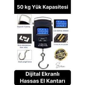 Resim Svein Taşınabilir Hassas Elektronik Terazi El Askılı Ölçekli LCD Dijital Göstergeli Ağırlıkları Bagaj 