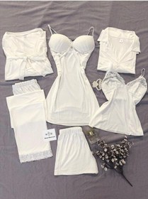 Resim Kutulu Beyaz Altılı Penye Ultra Lüks Çeyiz Seti Muhteşem Beyaz 