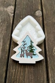 Resim Rufus Concept 2D Çam Geyik Desenli Silikon Mum Kalıbı 